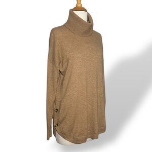 Madewell Women Sweater Size S Beige High Low Shirttail Turtleneck Wool Alpaca